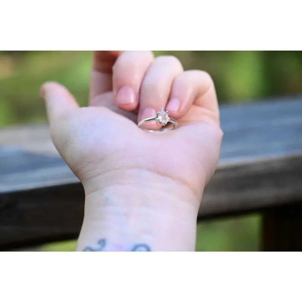 Herkimer Diamond Ring Rustic dainty unique alternative simple minimalist natural